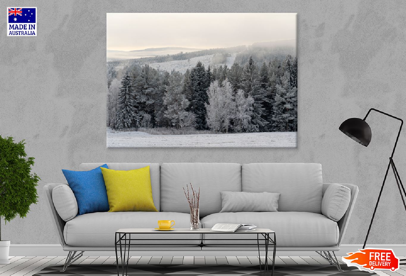 Winter Frozen Trees Photograph Print 100% Australian Made Stretched Canvas Ready to Hang - 1776