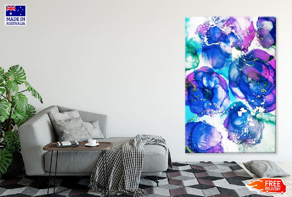 Blue Pink White Drops Abstract Design Print 100% Australian Made Stretched Canvas Ready to Hang - 1199