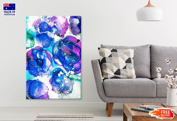 Blue Pink White Drops Abstract Design Print 100% Australian Made Stretched Canvas Ready to Hang - 1199