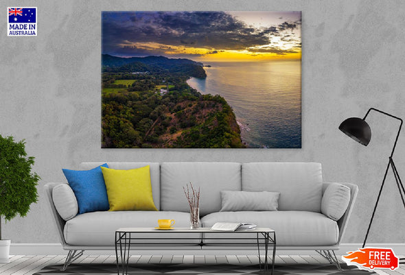 Coastal Forest Aerial Sunset View Print 100% Australian Made Stretched Canvas Ready to Hang - 1447