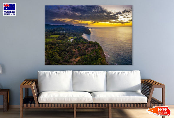 Coastal Forest Aerial Sunset View Print 100% Australian Made Stretched Canvas Ready to Hang - 1447