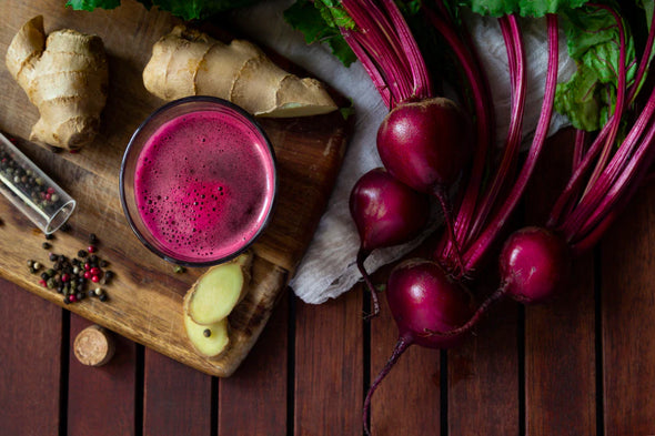 Beetroot With Beetroot Juice Glass Closeup Photograph Print 100% Australian Made Stretched Canvas Ready to Hang - 2082