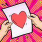 Heart Shape on Letter & Hands Illustration Pop Arts & Comic Poster Print 100% Australian Made Stretched Canvas Ready to Hang - 2164