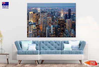 Manhattan City Buildings View Print 100% Australian Made Stretched Canvas Ready to Hang - 1460