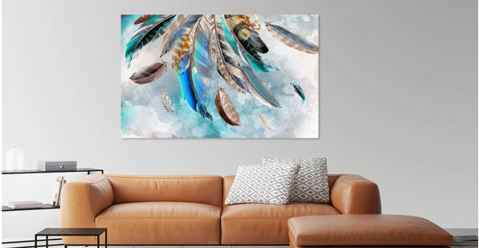 Abstract Feather popular ,multicoloured Print 100% Australian Made Stretched Canvas Ready to Hang - 1001